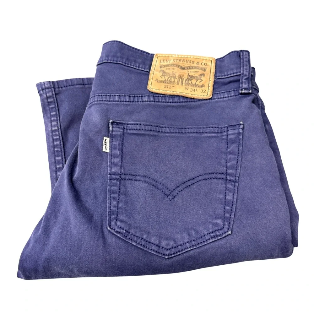 Levi's 511 Pants Mens 34x32 (34x31 ACTUAL) Slim Fit Purpleish Blue Chino Vintage